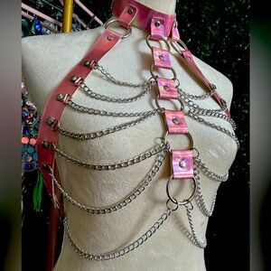 One size Silver and Pink chain top. Perfect for Festive wear